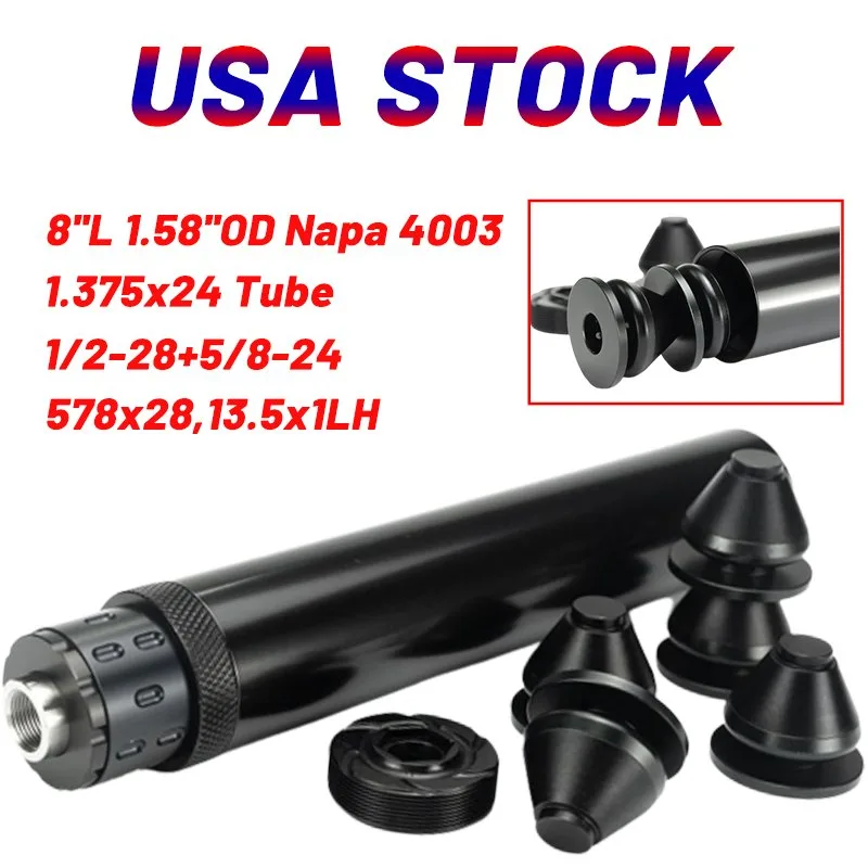 Car 8″L 1.58″ OD Stainless Steel Fuel Filter Solvent Trap Kit with Aluminum Spade Cone Cups and Steel Recoil Booster (1/2×28 + 5/8×24）