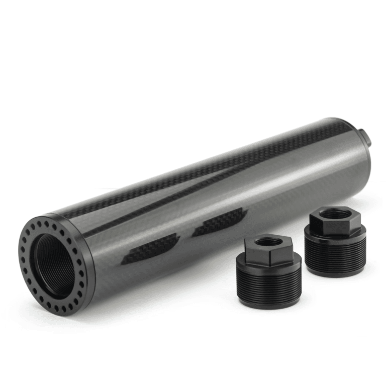 Elevate Your Firearm Maintenance with the 1.85″ OD 8.85″ L Carbon Fiber Modular Solvent Trap MST with 1/2X28 and 5/8X24 - Image 3