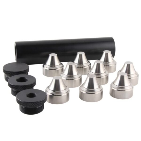 Elevate Your Solvent Filtration and Cleaning Experience with the 7″L 1.45″OD Aluminum Tube Solvent Trap Kit, Featuring 9x Stainless Steel Cups Compatible with 1/2×28 and 5/8×24 Thread Mounts - Image 2